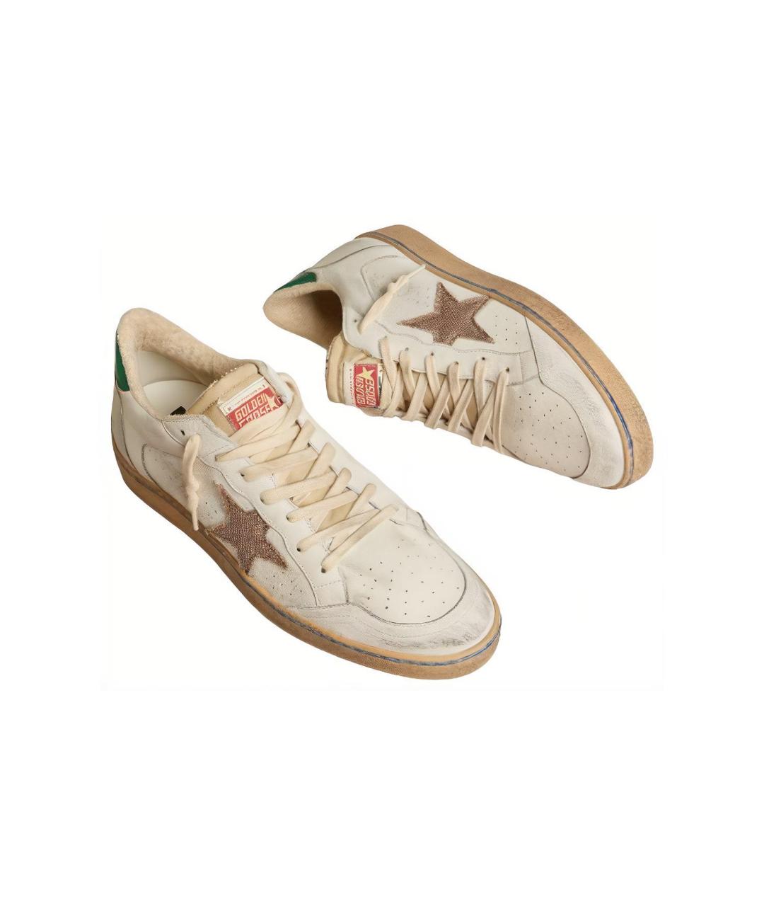 GOLDEN GOOSE DELUXE BRAND Бежевые кожаные низкие кроссовки / кеды, фото 3