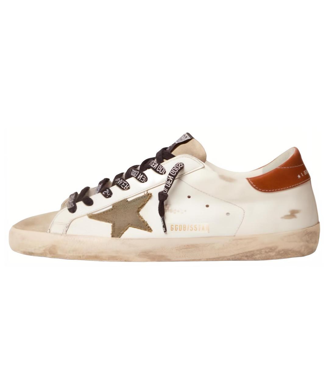 GOLDEN GOOSE DELUXE BRAND Бежевые кожаные низкие кроссовки / кеды, фото 2