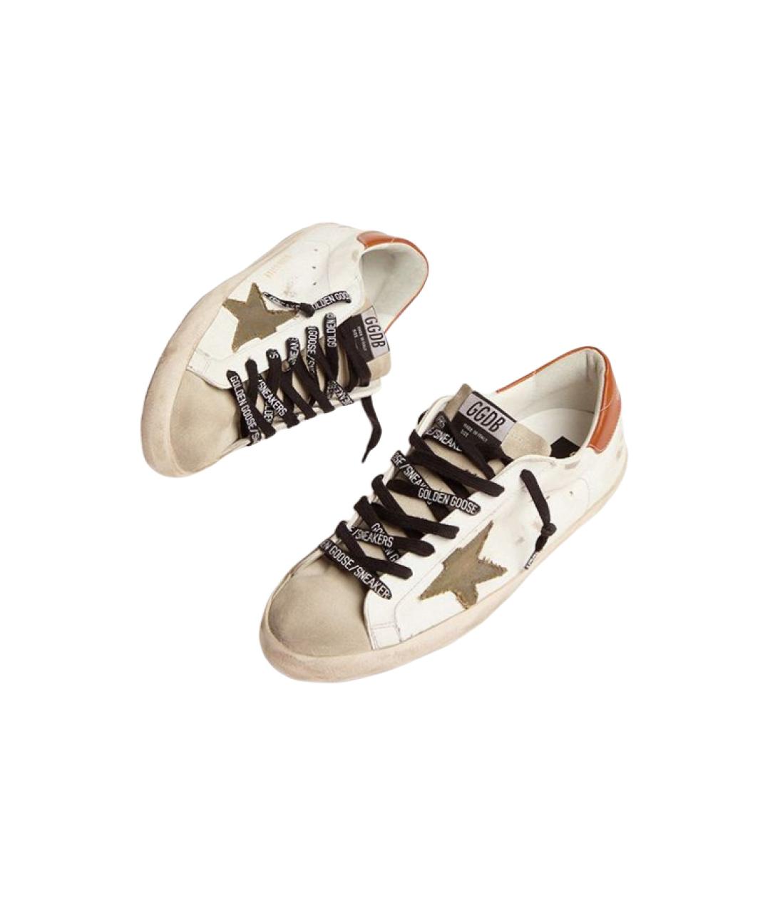 GOLDEN GOOSE DELUXE BRAND Бежевые кожаные низкие кроссовки / кеды, фото 3