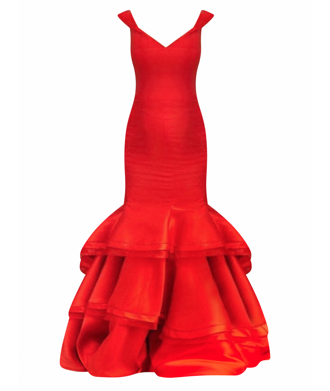 JOVANI Красное атласное вечернее платье, фото 1