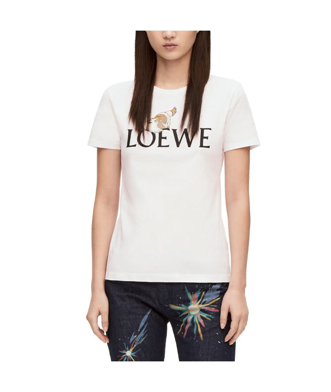 LOEWE Белая хлопковая футболка, фото 3