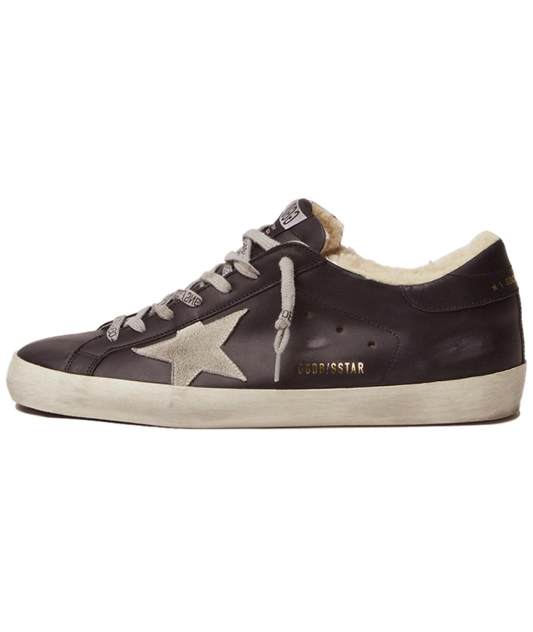GOLDEN GOOSE DELUXE BRAND Черные кожаные низкие кроссовки / кеды, фото 2