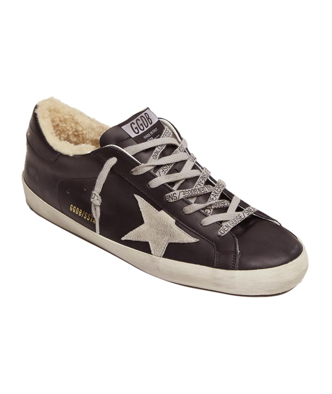 GOLDEN GOOSE DELUXE BRAND Черные кожаные низкие кроссовки / кеды, фото 3