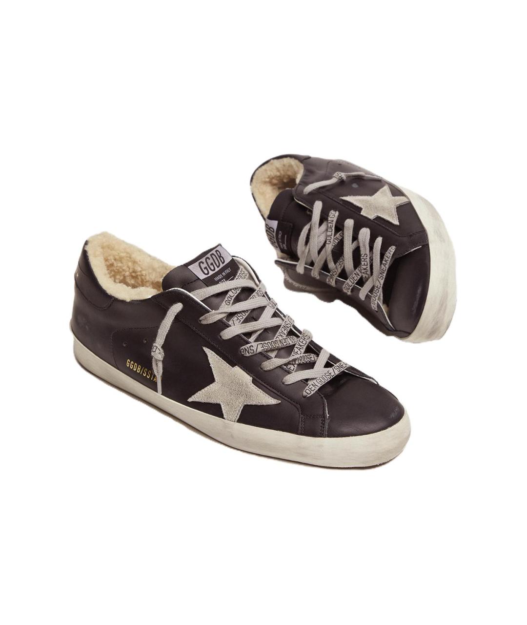 GOLDEN GOOSE DELUXE BRAND Черные кожаные низкие кроссовки / кеды, фото 4