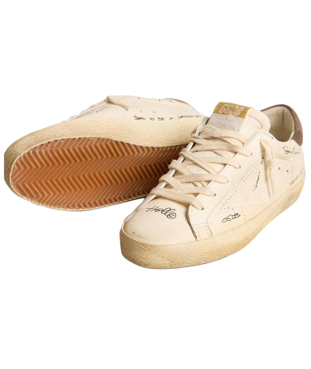 GOLDEN GOOSE DELUXE BRAND Бежевые кожаные кеды, фото 5