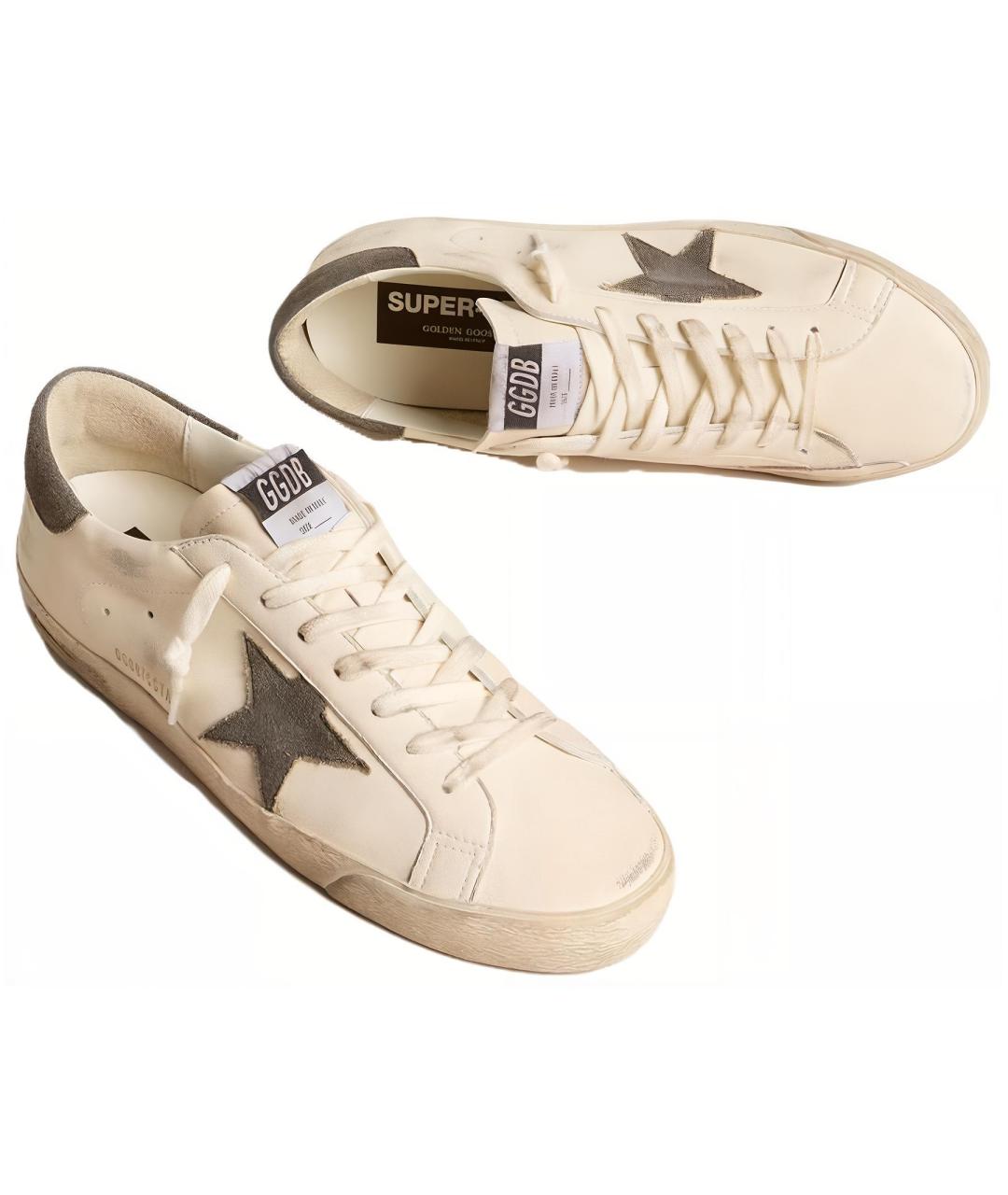 GOLDEN GOOSE DELUXE BRAND Бежевые кожаные низкие кроссовки / кеды, фото 3
