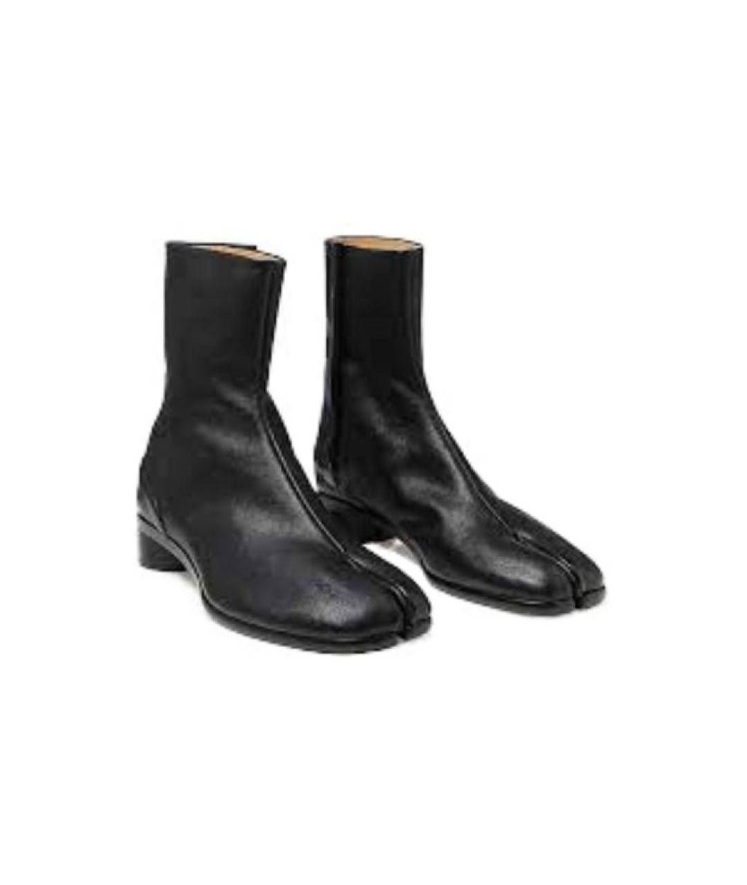 MAISON MARGIELA Черные кожаные высокие ботинки, фото 3
