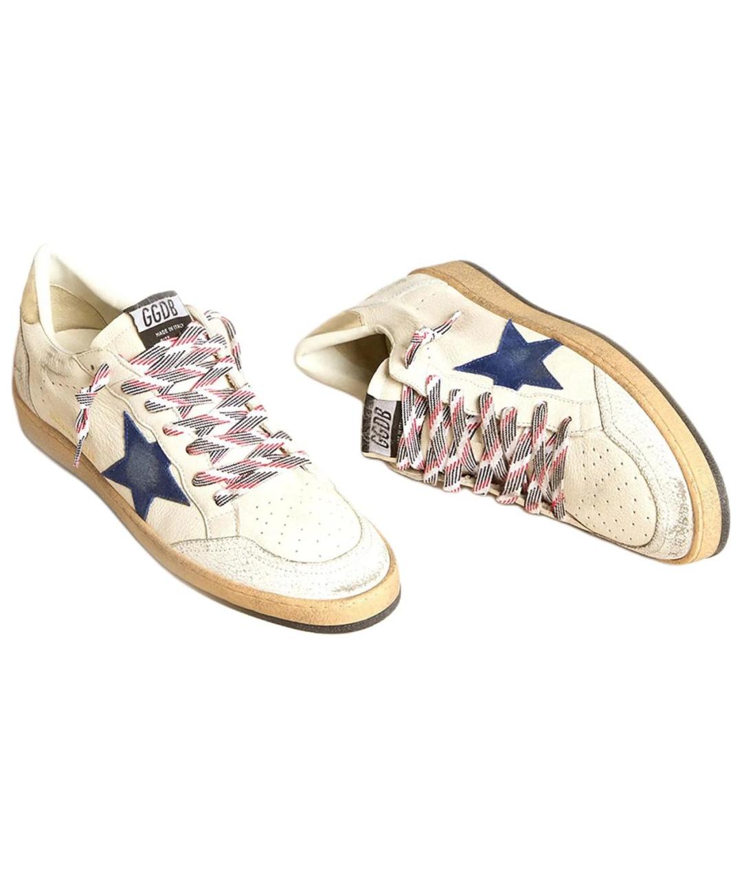 GOLDEN GOOSE DELUXE BRAND Бежевые кожаные низкие кроссовки / кеды, фото 3