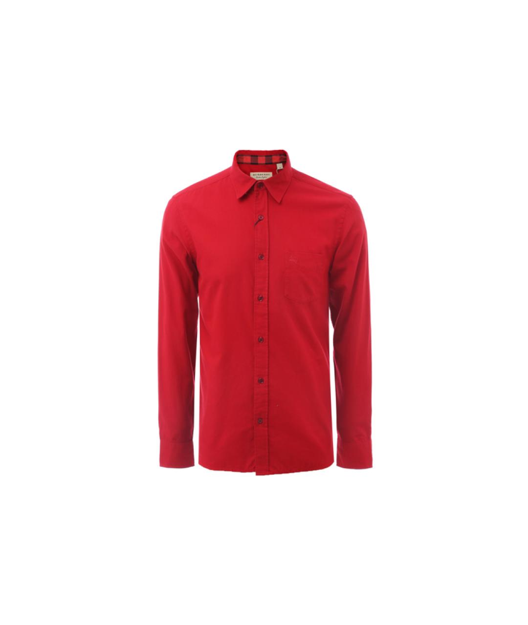 BURBERRY Красная хлопковая классическая рубашка, фото 1