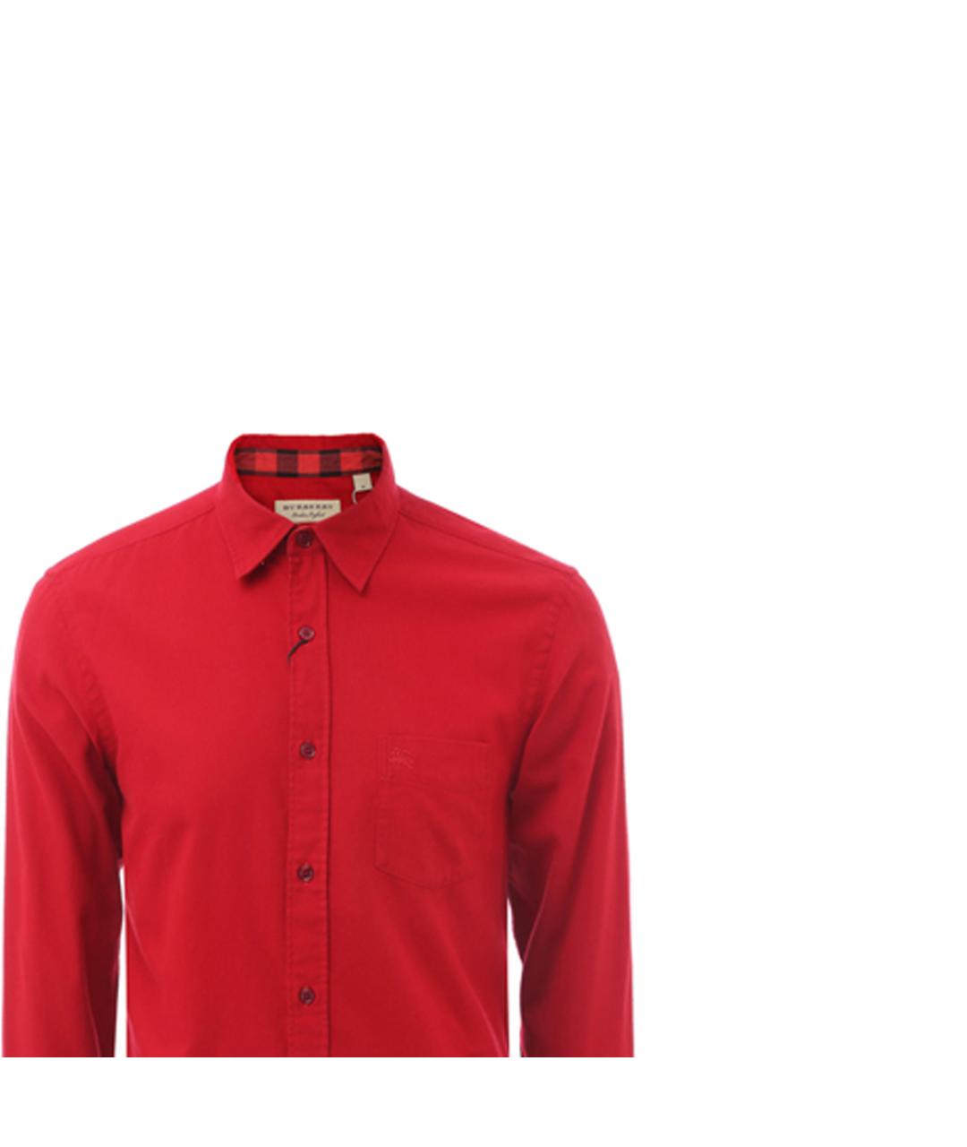 BURBERRY Красная хлопковая классическая рубашка, фото 6