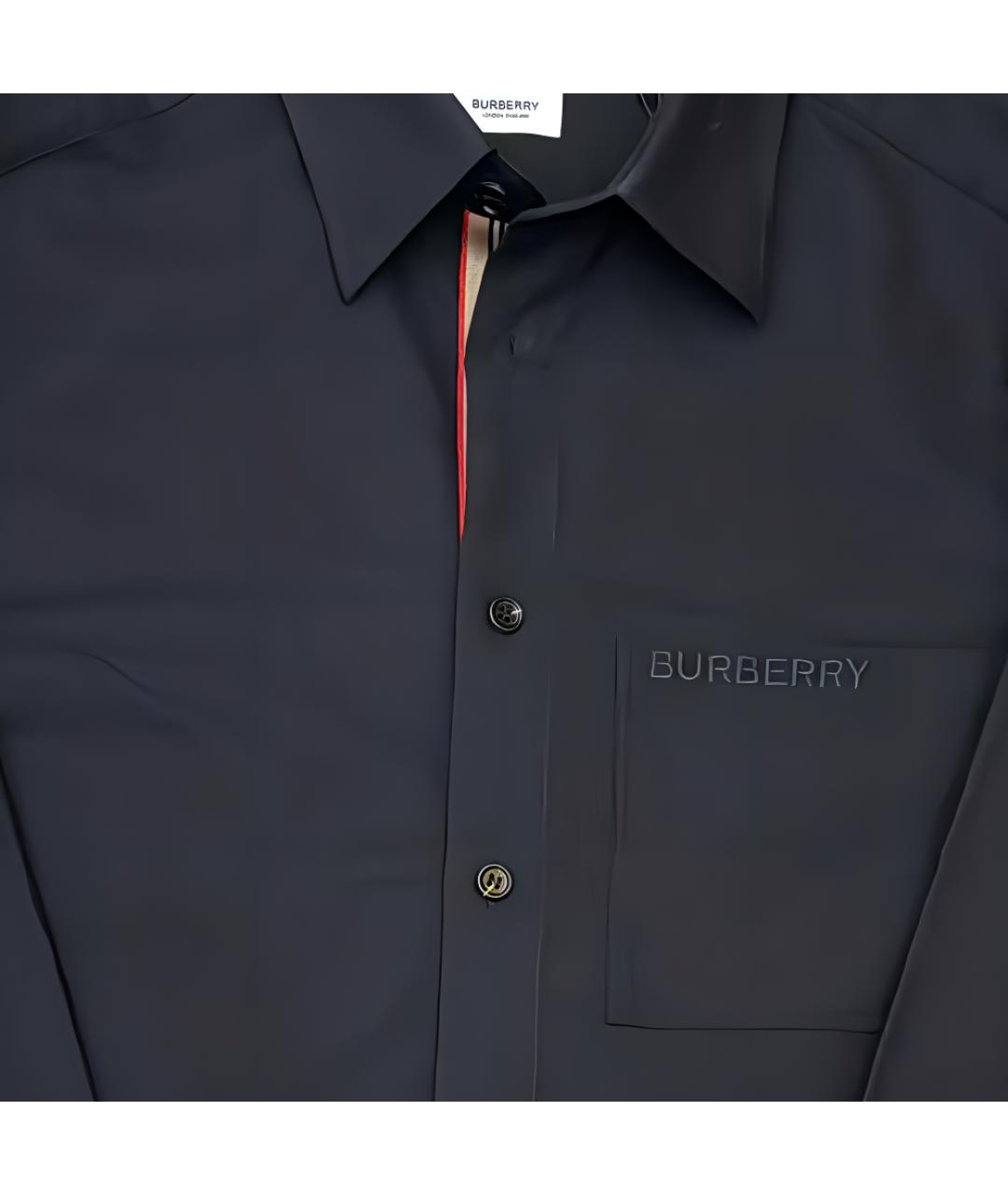 BURBERRY Черная хлопковая классическая рубашка, фото 3