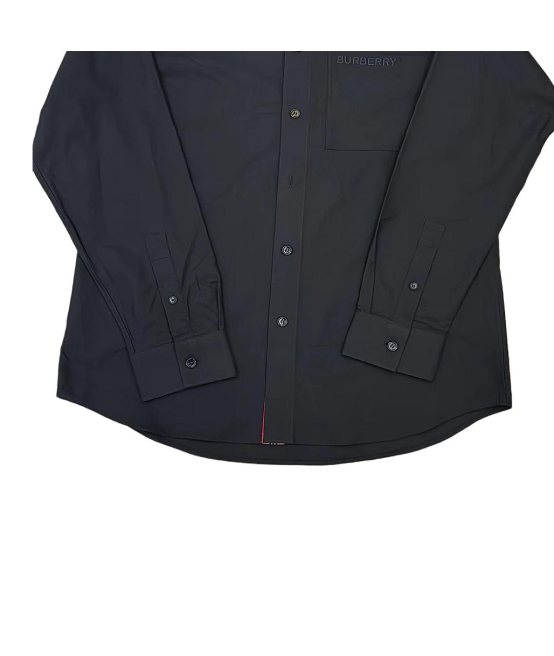 BURBERRY Черная хлопковая классическая рубашка, фото 5