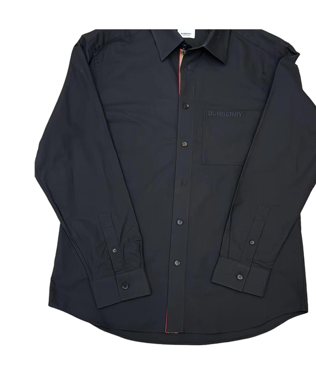 BURBERRY Черная хлопковая классическая рубашка, фото 4