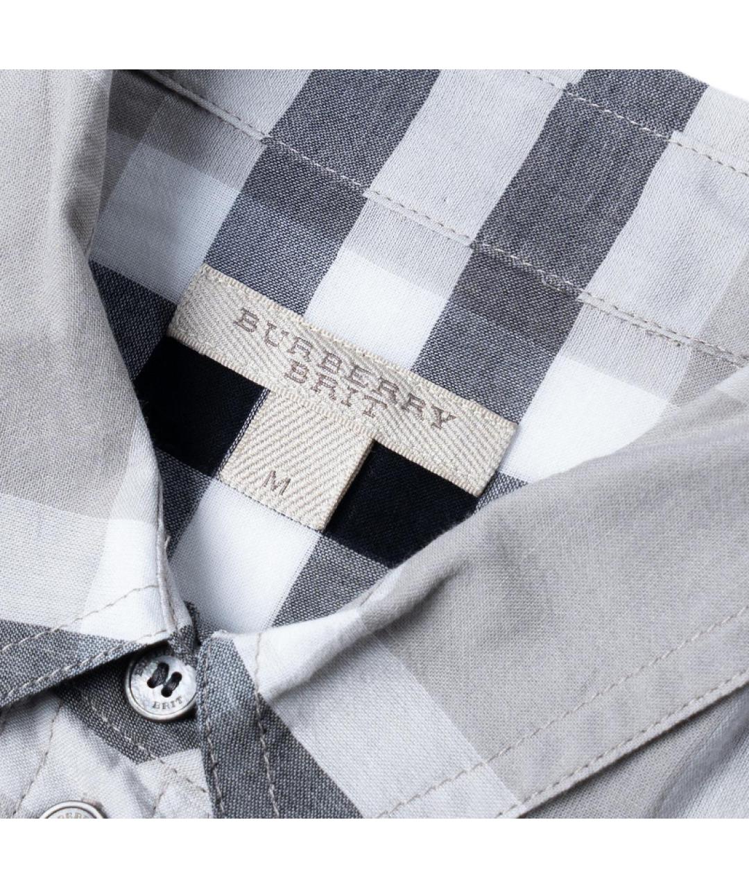 BURBERRY Серая хлопковая кэжуал рубашка, фото 5