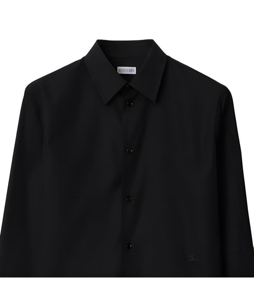 BURBERRY Черная хлопковая классическая рубашка, фото 2