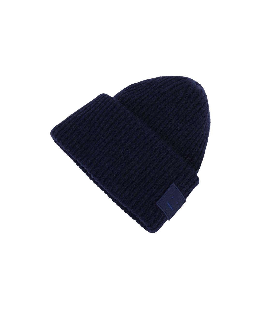 ACNE STUDIOS Темно-синяя шерстяная шапка, фото 2