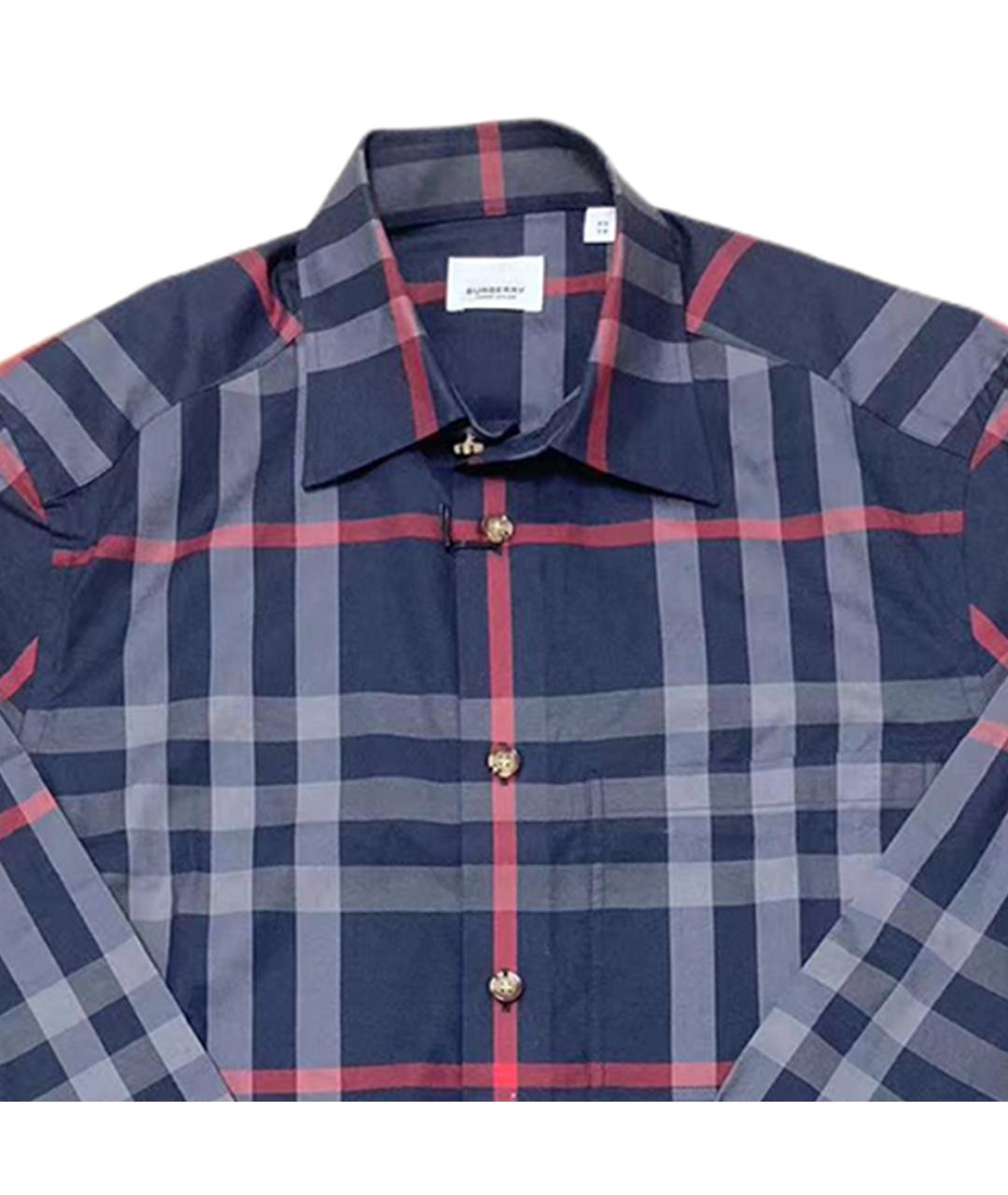 BURBERRY Темно-синяя хлопковая кэжуал рубашка, фото 4