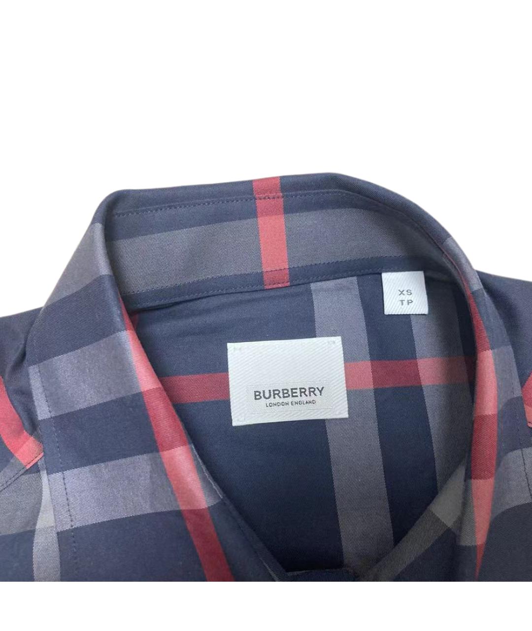 BURBERRY Темно-синяя хлопковая кэжуал рубашка, фото 3