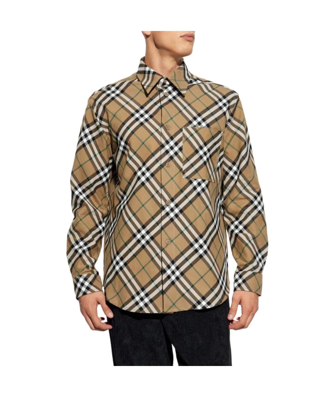 BURBERRY Коричневая хлопковая классическая рубашка, фото 4