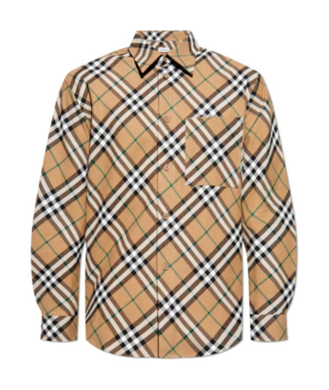 BURBERRY Коричневая хлопковая классическая рубашка, фото 1