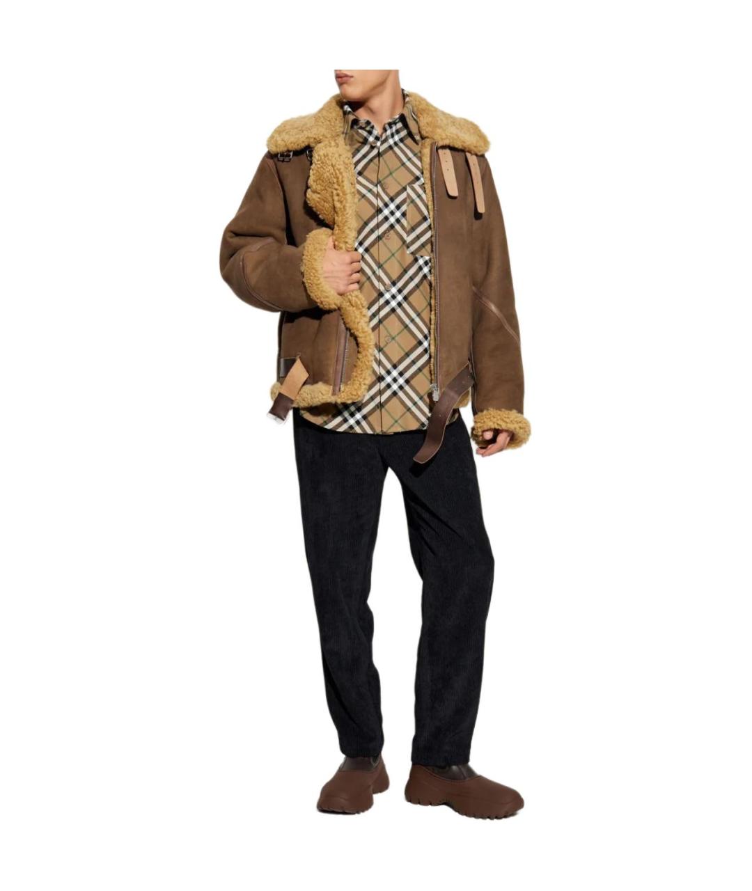 BURBERRY Коричневая хлопковая классическая рубашка, фото 3