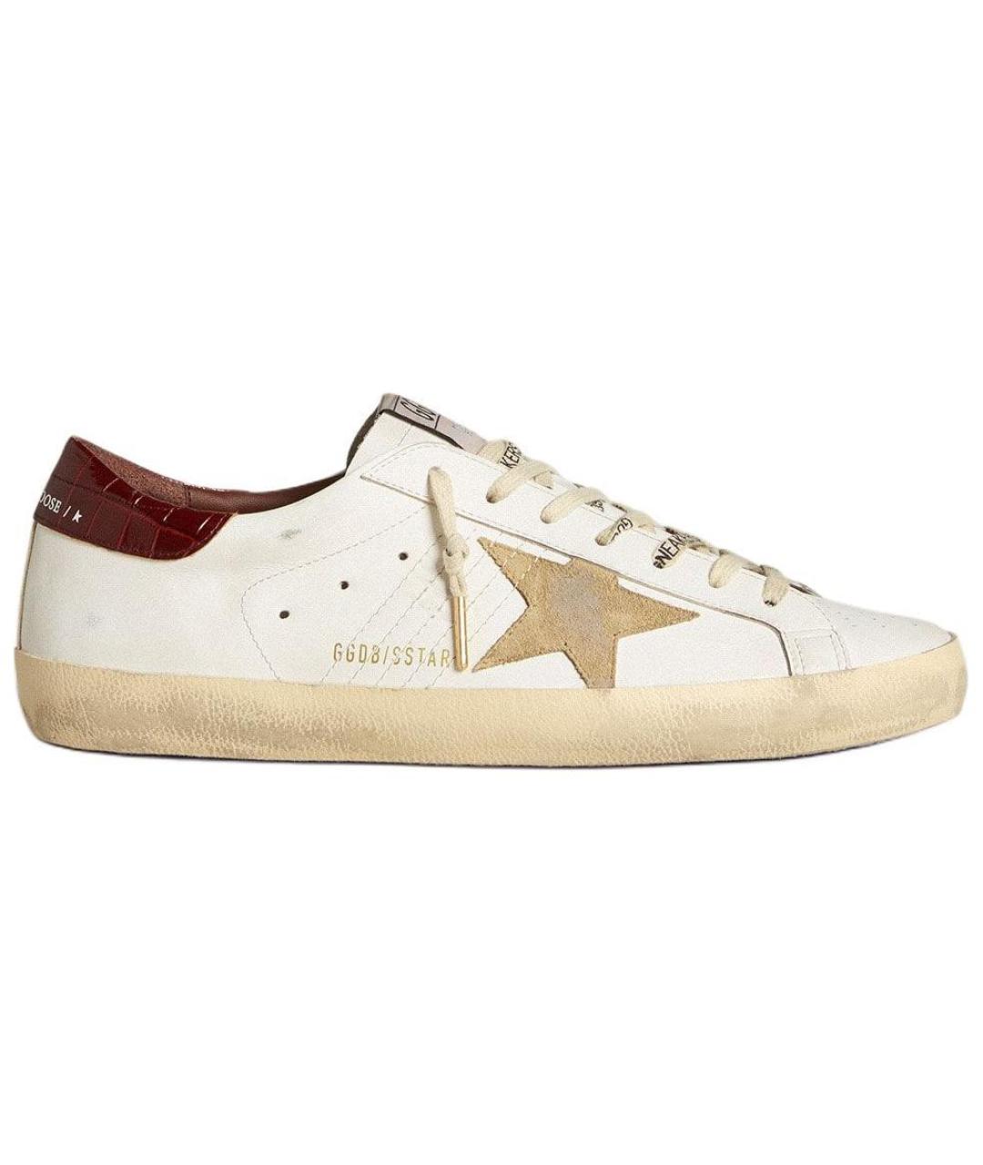 GOLDEN GOOSE Белые кожаные низкие кроссовки / кеды, фото 1