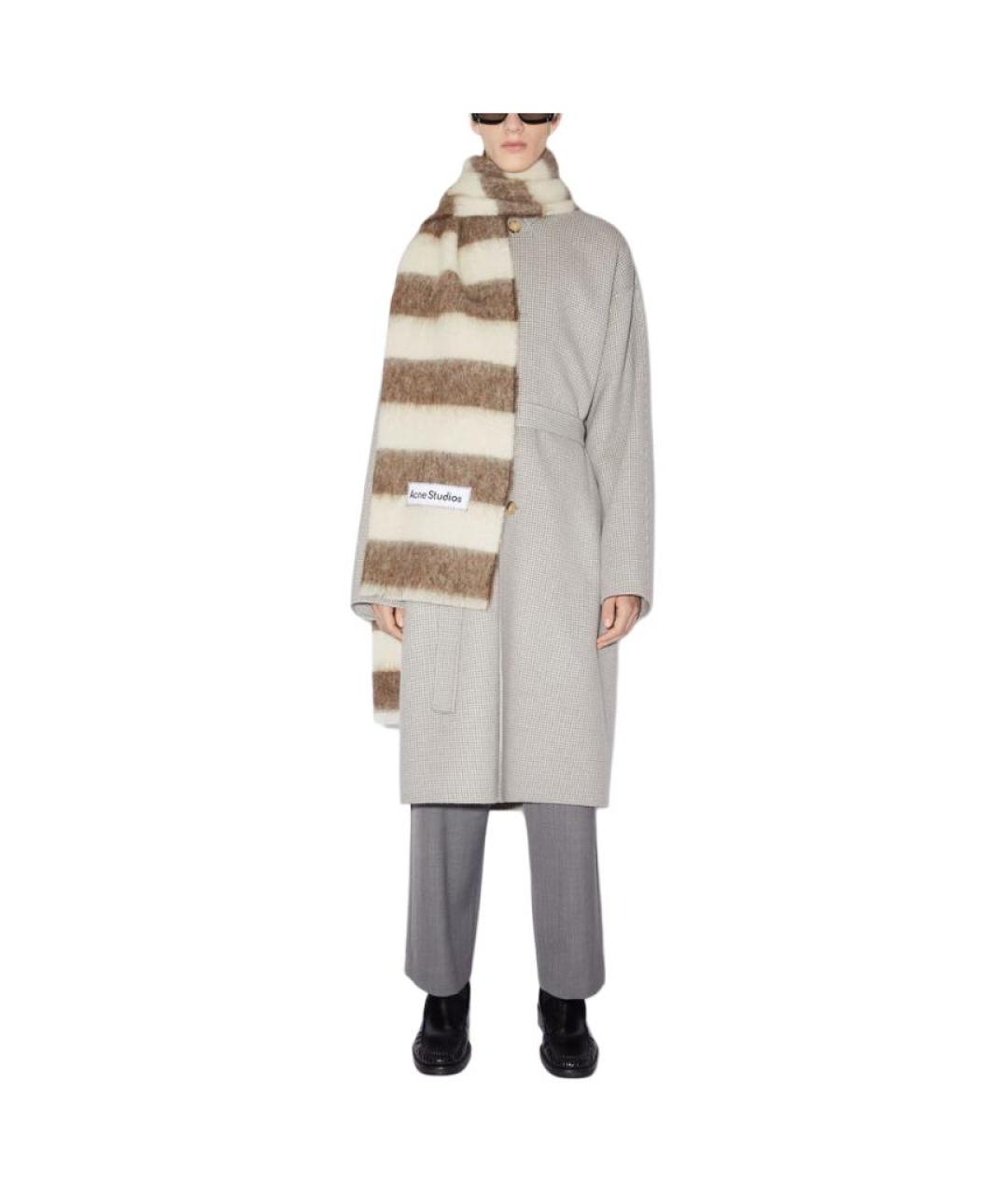 ACNE STUDIOS Коричневый шерстяной шарф, фото 4