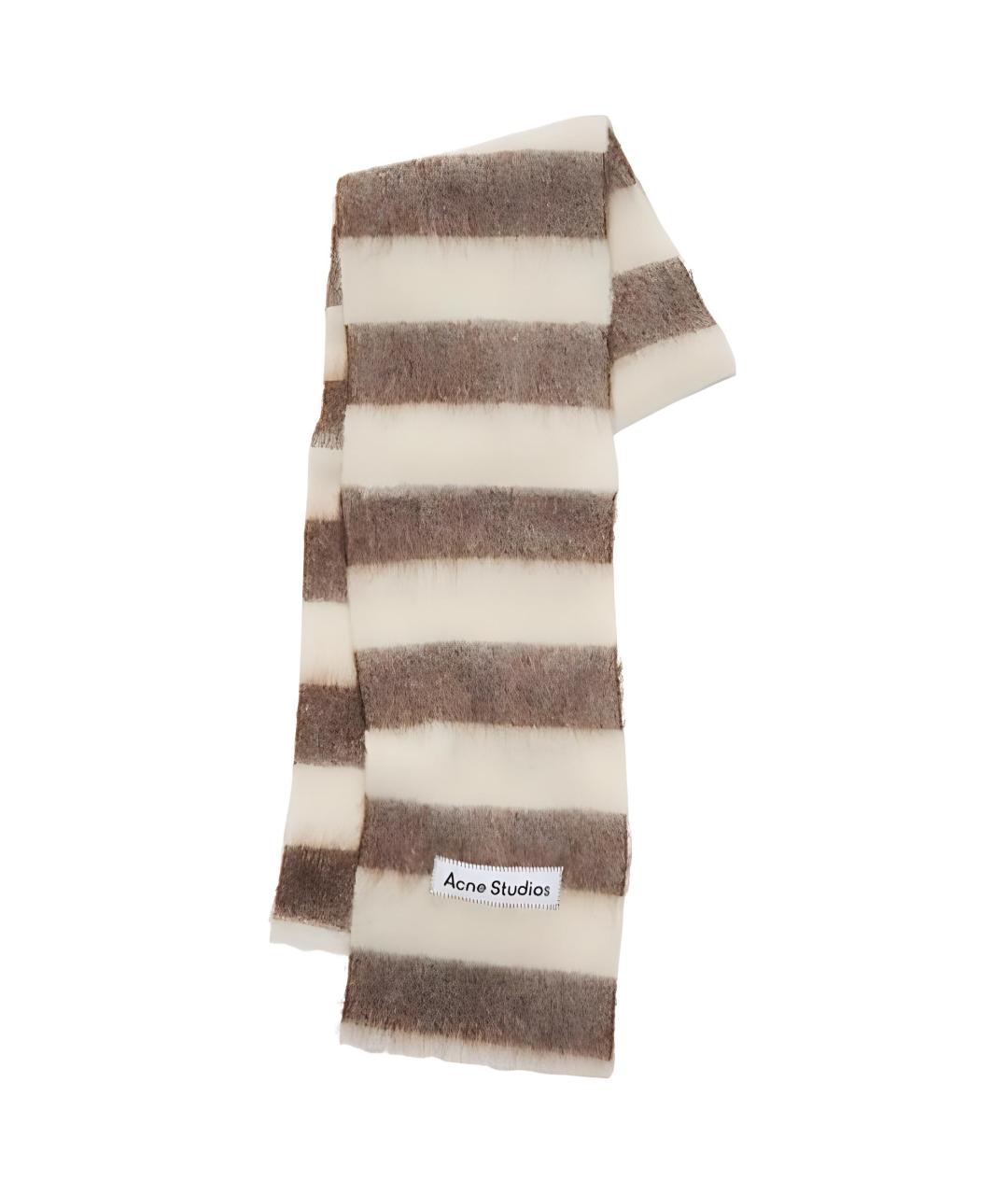 ACNE STUDIOS Коричневый шерстяной шарф, фото 1