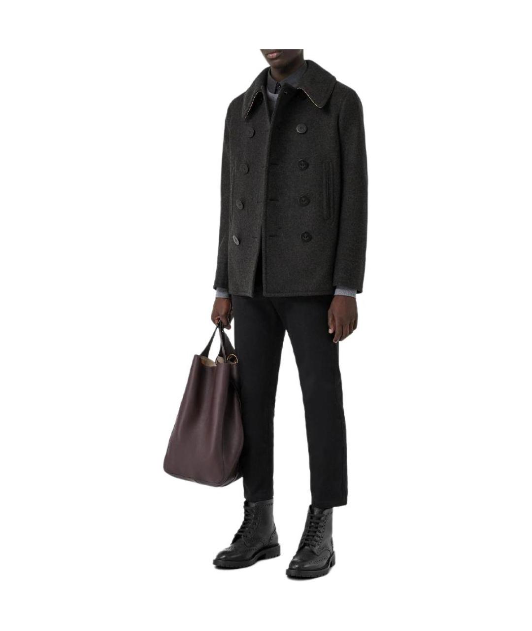 BURBERRY Черное шерстяное пальто, фото 4