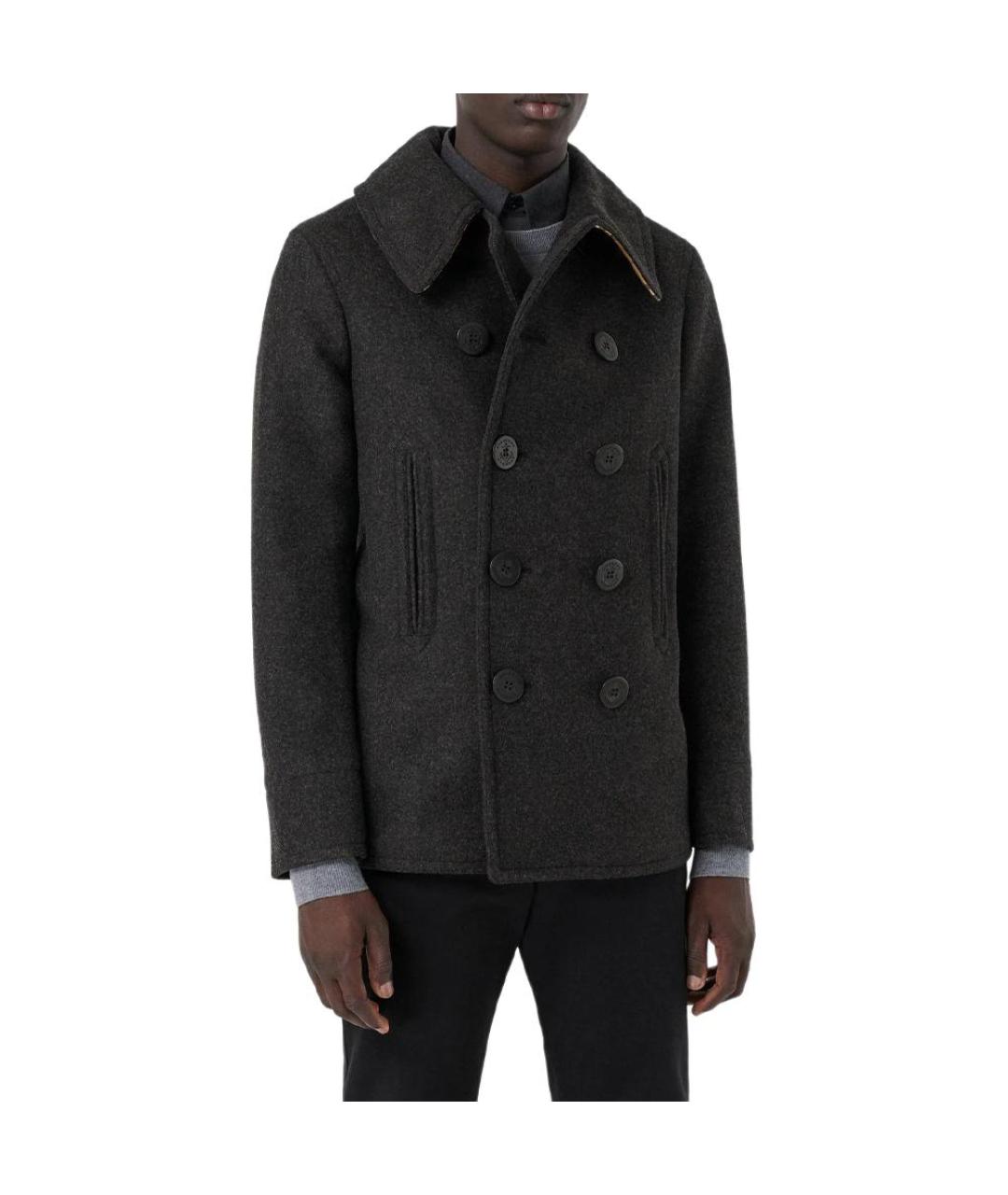 BURBERRY Черное шерстяное пальто, фото 3