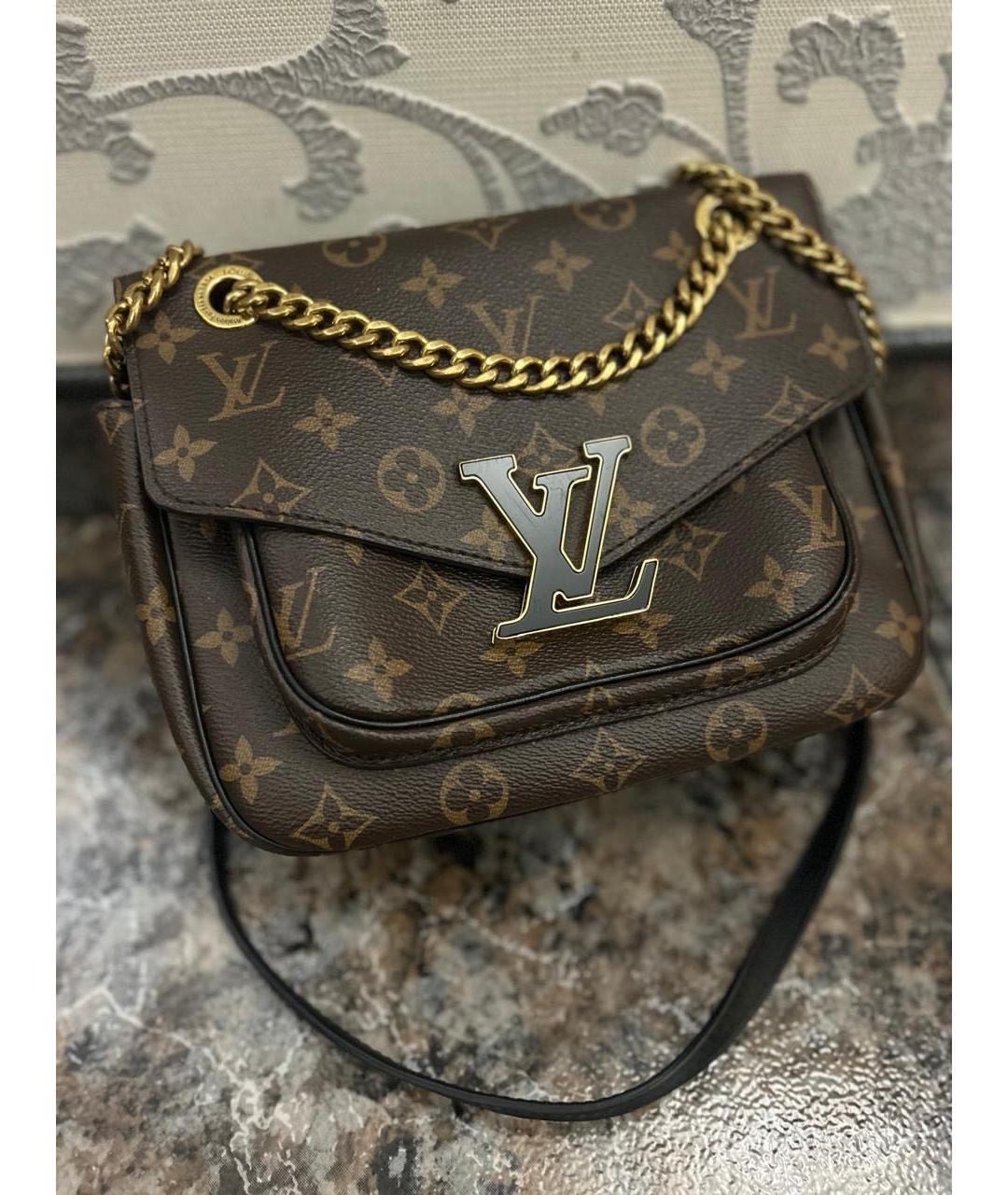 LOUIS VUITTON Коричневая кожаная сумка через плечо, фото 5