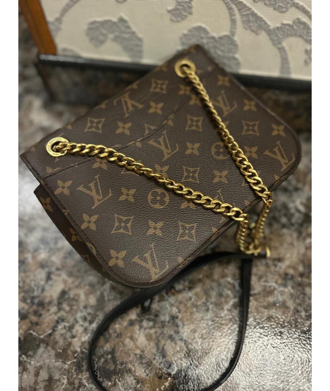 LOUIS VUITTON Коричневая кожаная сумка через плечо, фото 2