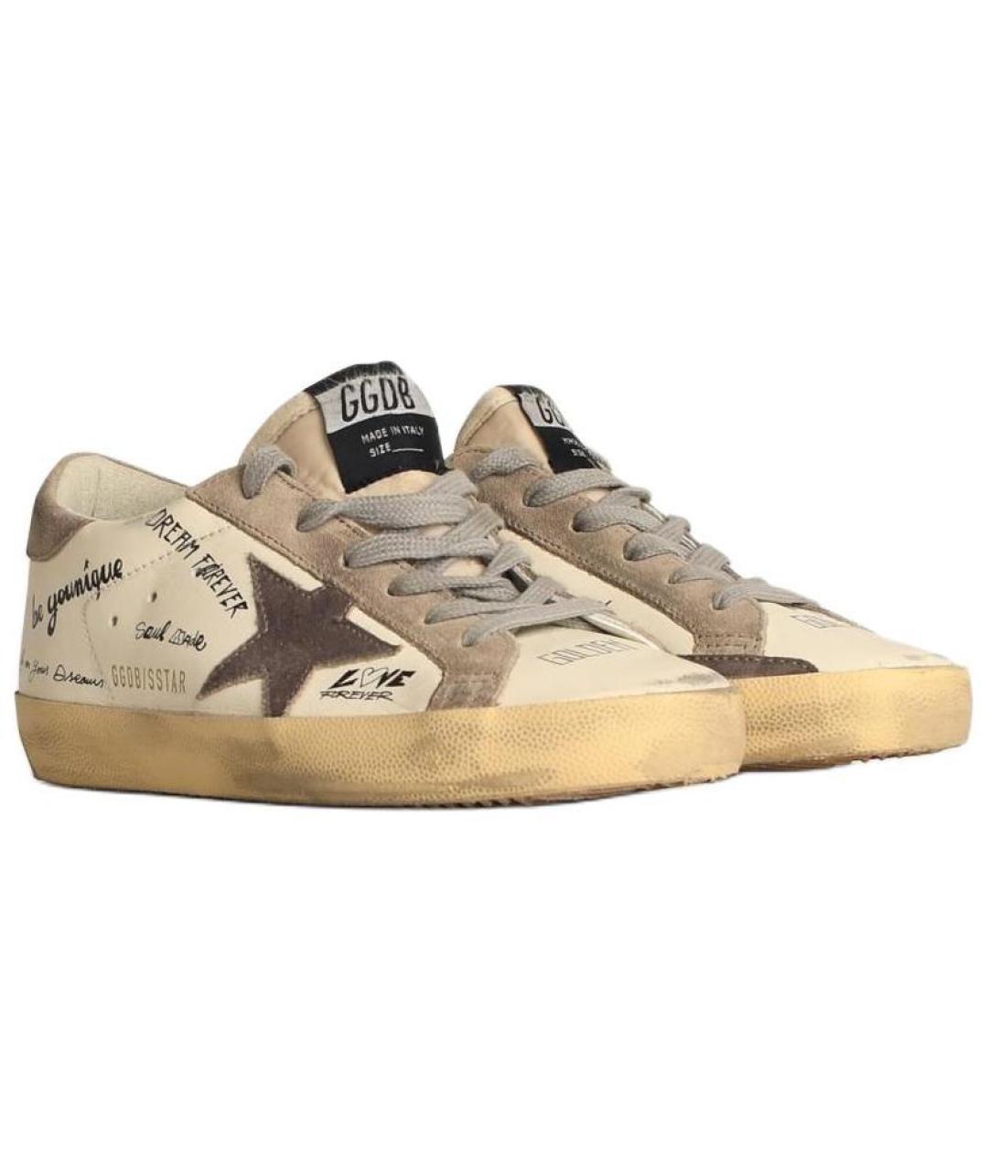GOLDEN GOOSE DELUXE BRAND Бежевые кожаные кеды, фото 3