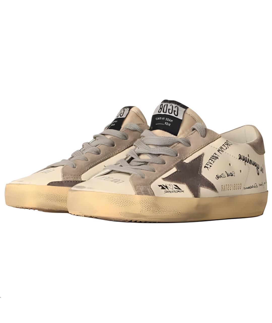 GOLDEN GOOSE DELUXE BRAND Бежевые кожаные кеды, фото 2