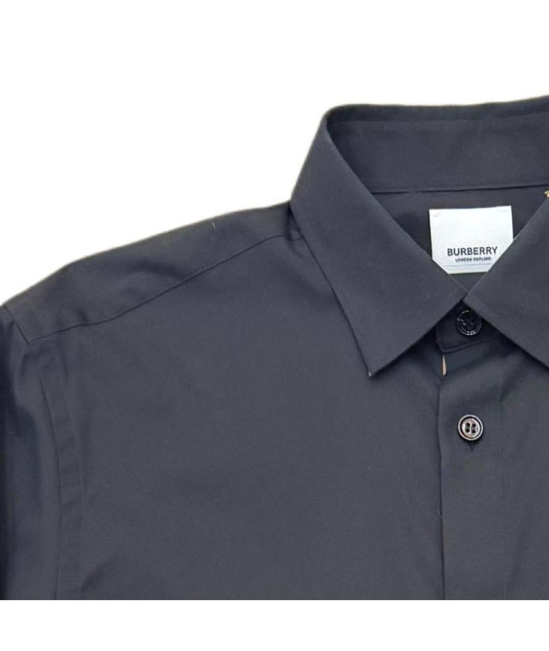 BURBERRY Черная хлопковая классическая рубашка, фото 4