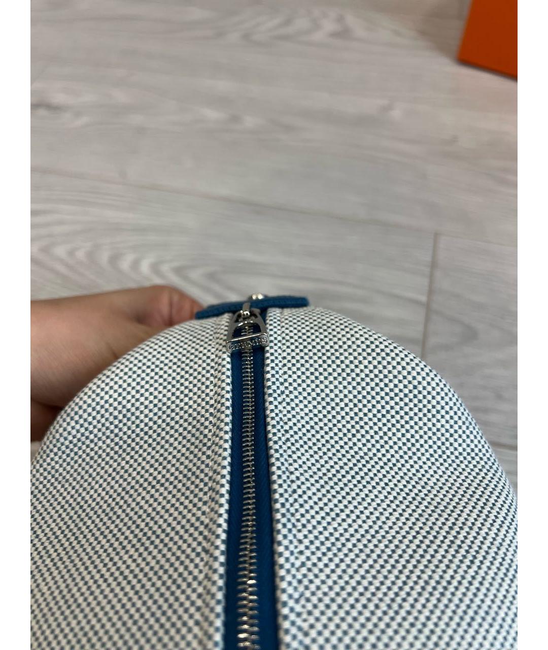 HERMES Серая тканевая косметичка, фото 6
