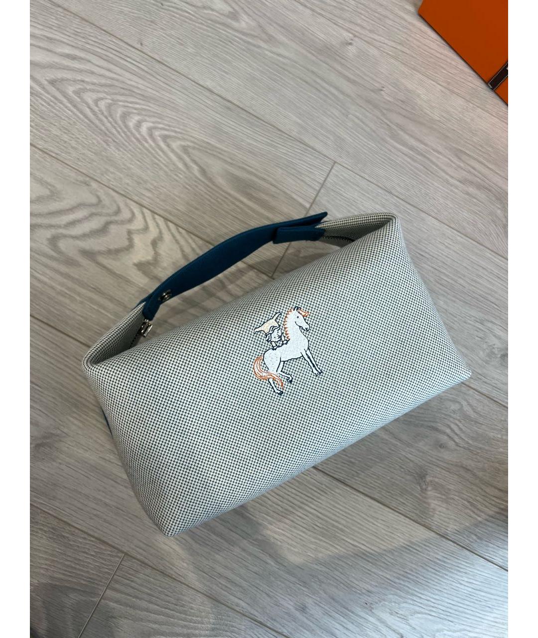 HERMES Серая косметичка, фото 3