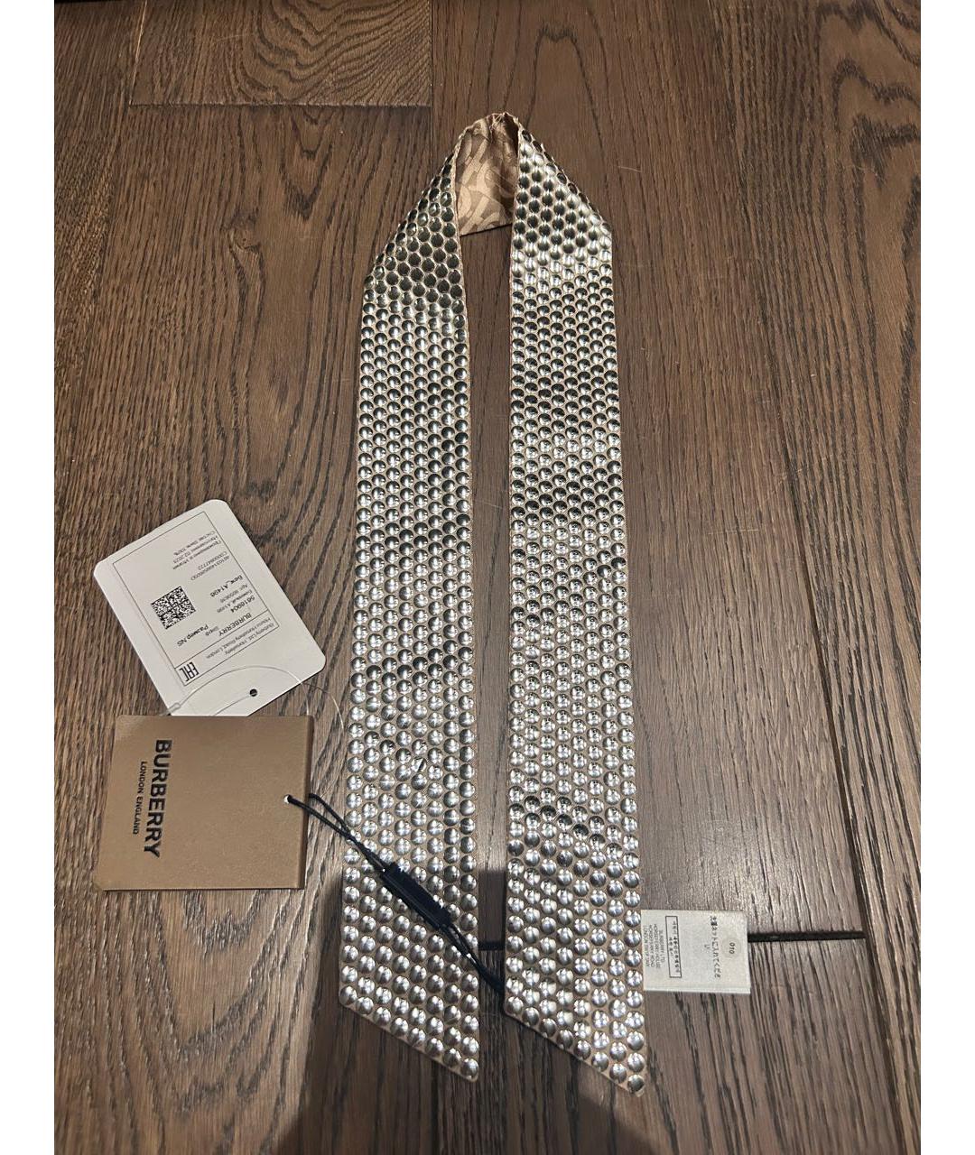 BURBERRY Серебрянный шелковый платок, фото 2