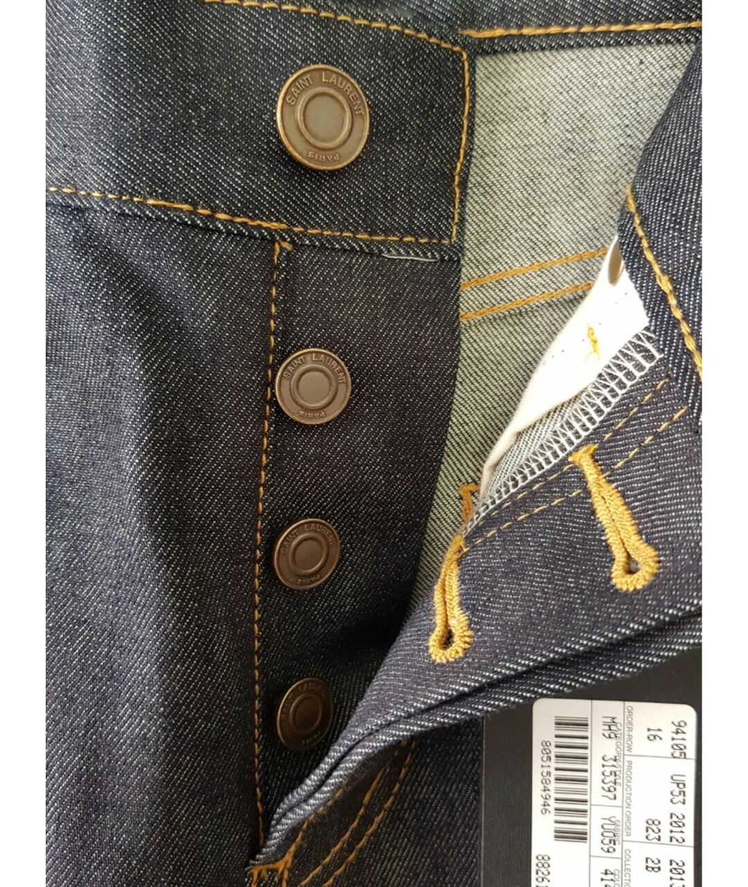 SAINT LAURENT Темно-синие хлопковые прямые джинсы, фото 7