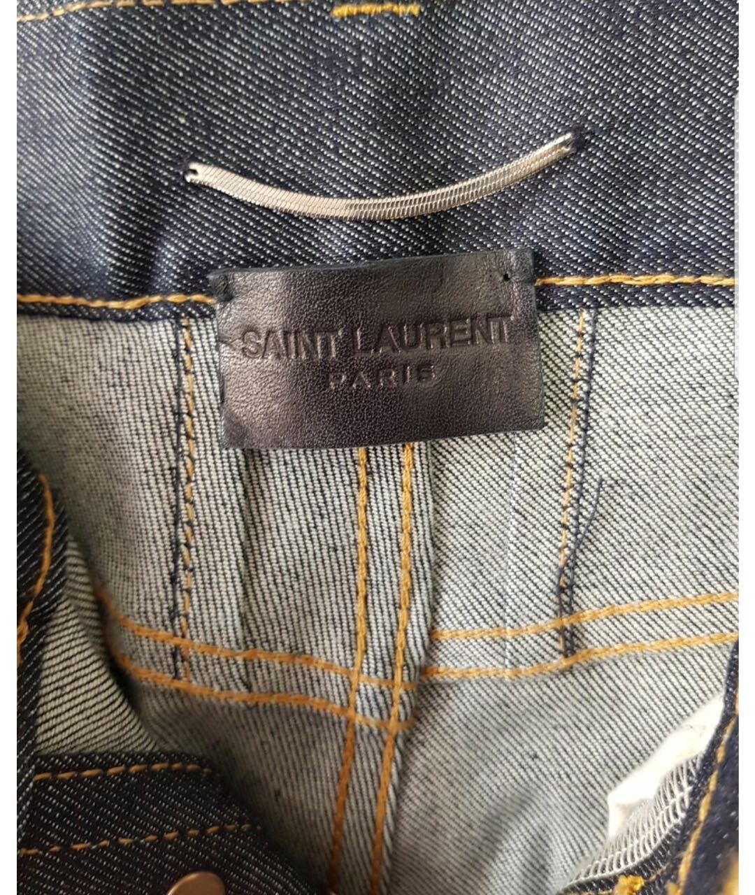 SAINT LAURENT Темно-синие хлопковые прямые джинсы, фото 3