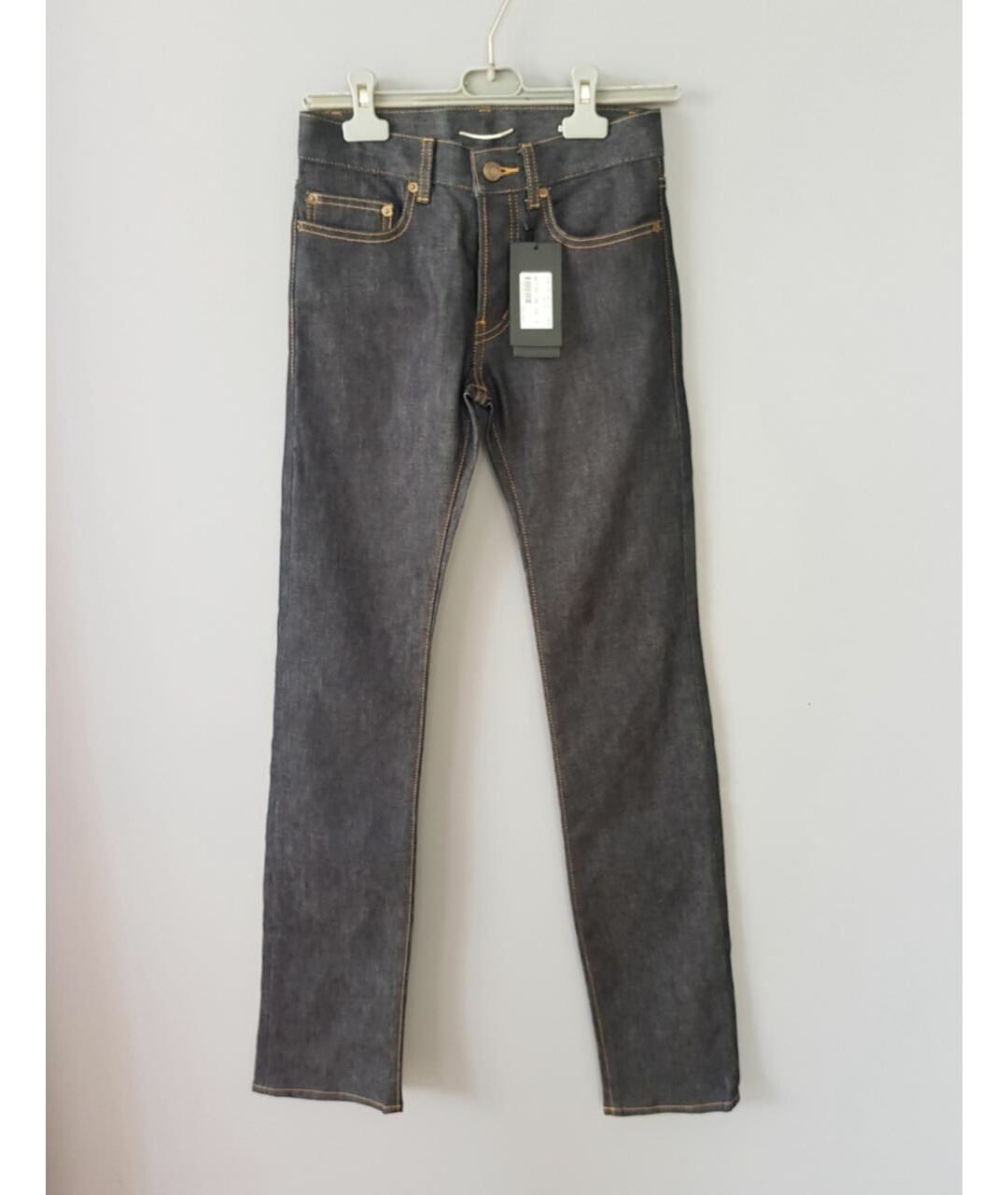 SAINT LAURENT Темно-синие хлопковые прямые джинсы, фото 8