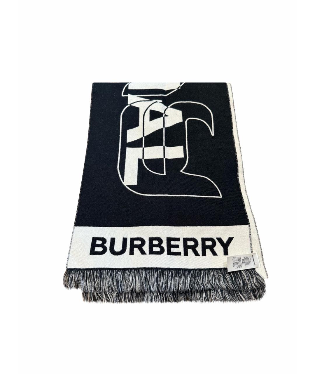 BURBERRY Черный шерстяной шарф, фото 1