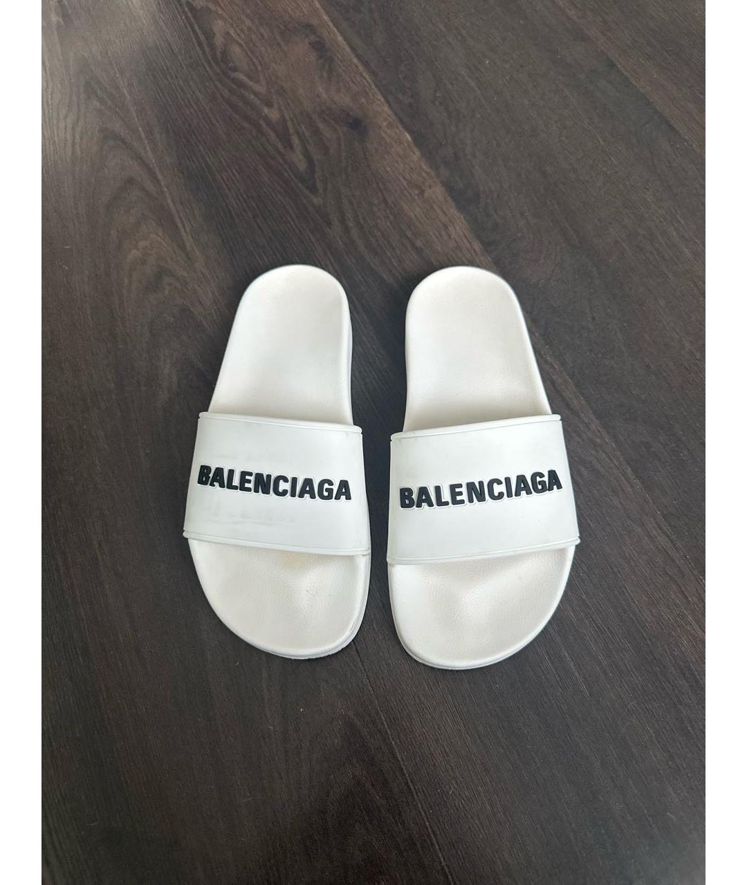 BALENCIAGA Белые резиновые шлепанцы, фото 2