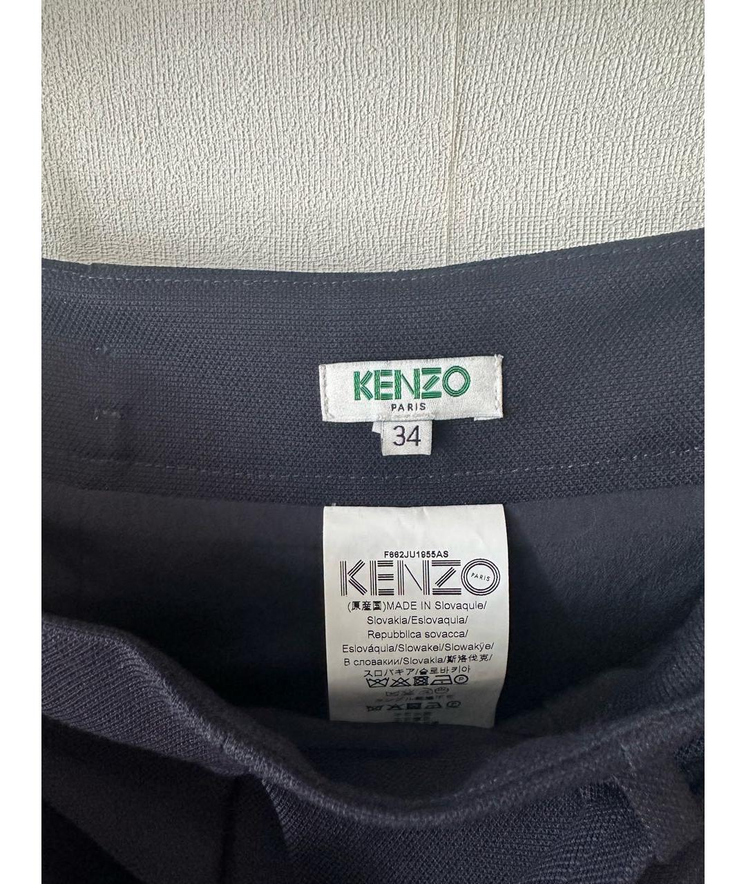 KENZO Темно-синяя хлопковая юбка мини, фото 2