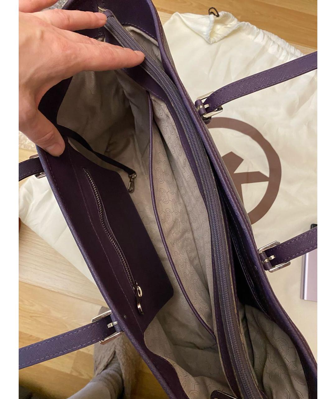 MICHAEL KORS Фиолетовая кожаная сумка тоут, фото 4