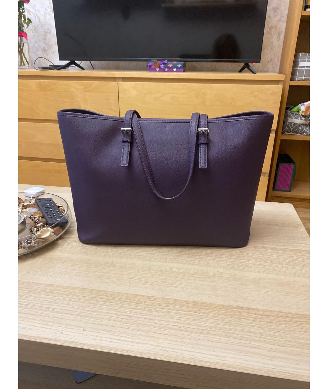 MICHAEL KORS Фиолетовая кожаная сумка тоут, фото 3