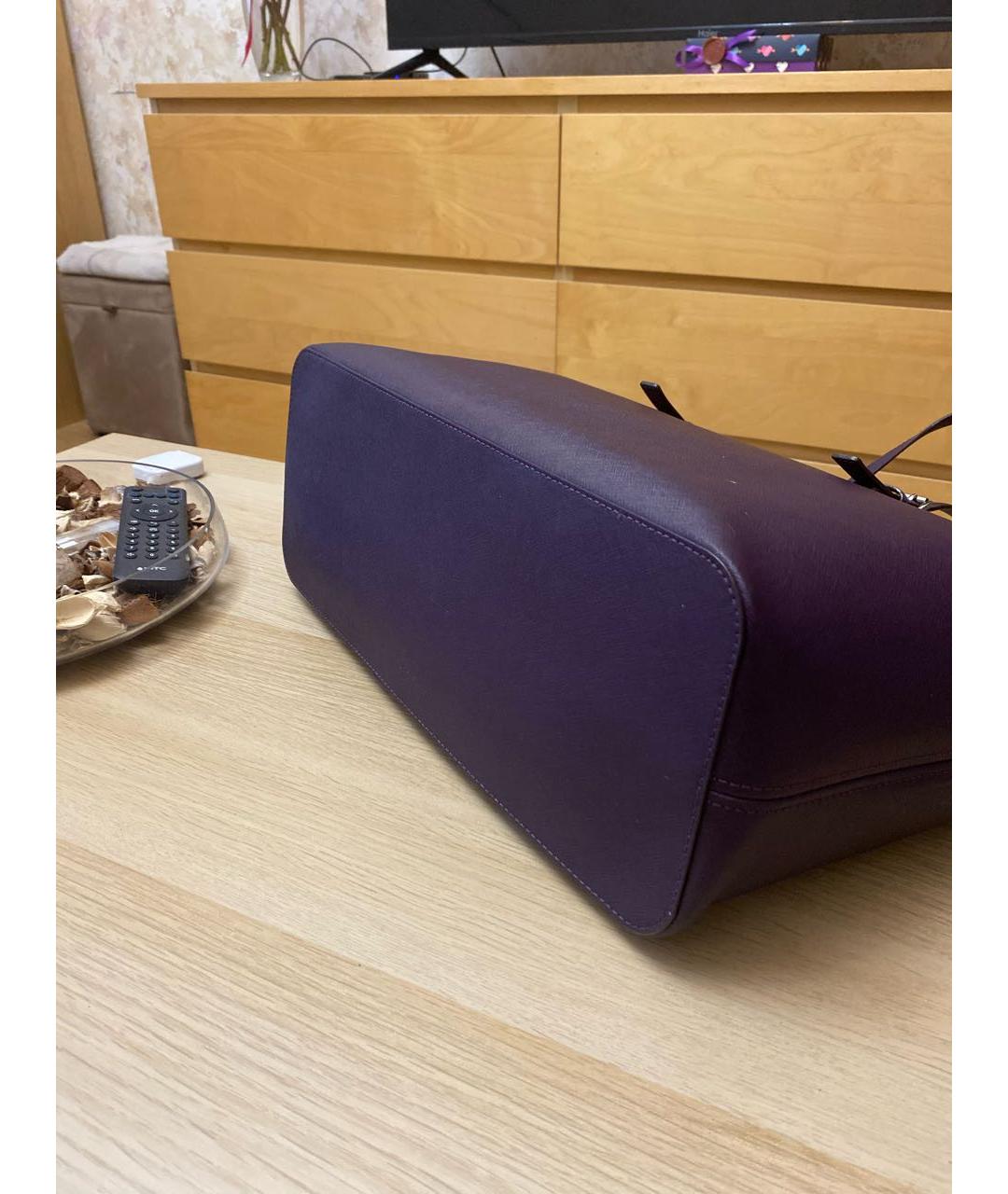 MICHAEL KORS Фиолетовая кожаная сумка тоут, фото 5