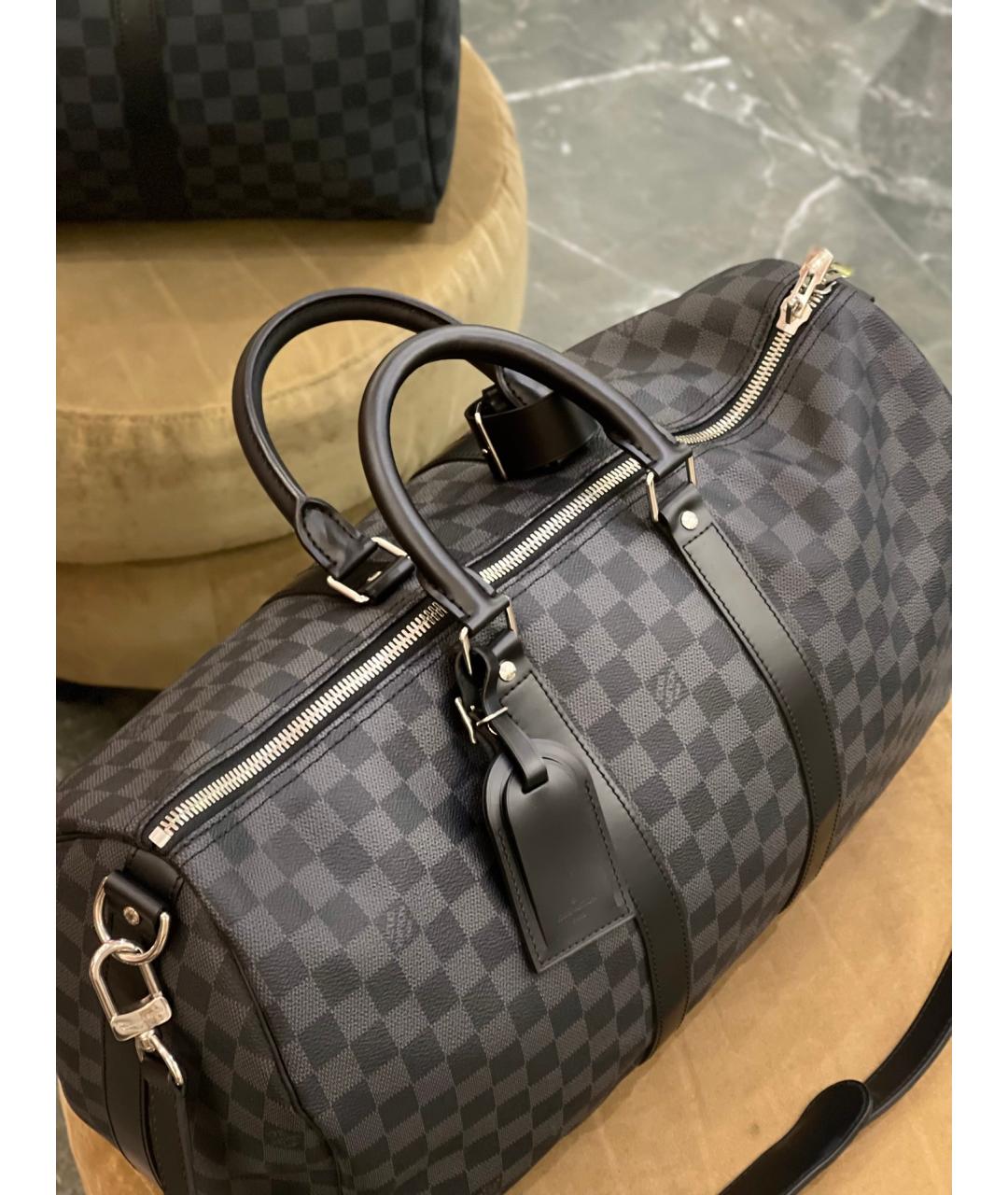 LOUIS VUITTON Черная дорожная/спортивная сумка из искусственной кожи, фото 4