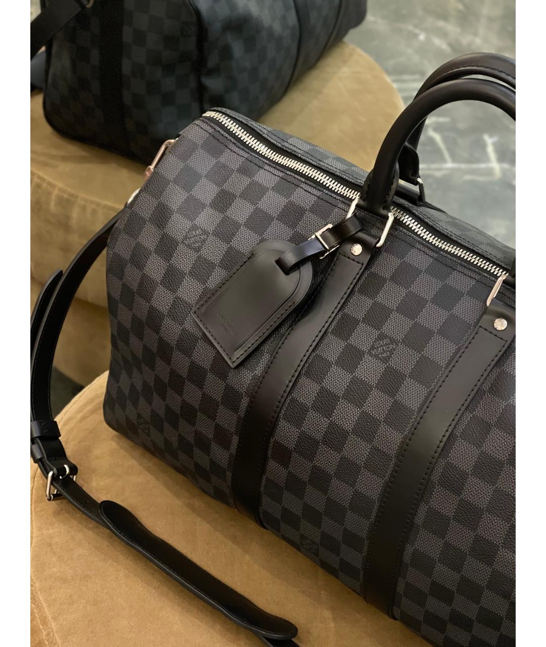 LOUIS VUITTON Черная дорожная/спортивная сумка из искусственной кожи, фото 3