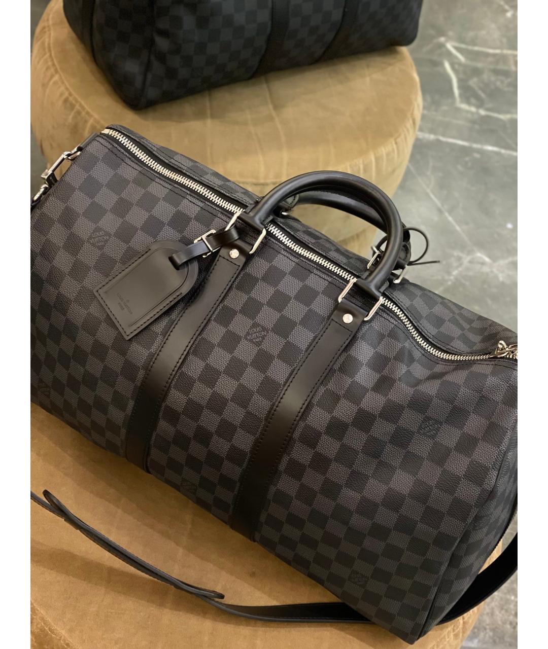 LOUIS VUITTON Черная дорожная/спортивная сумка из искусственной кожи, фото 6